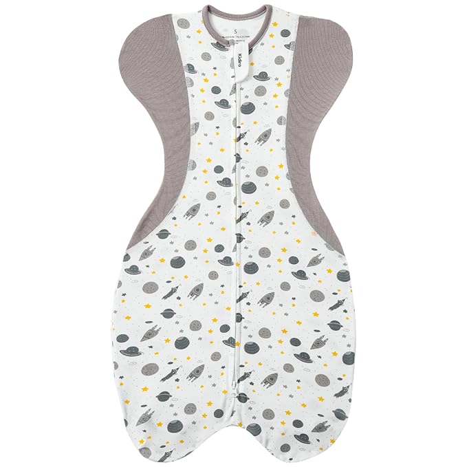 KIDIRA Swaddle for Newborns, Baby Swaddles 0-3 Months 5-13lb, Arms Up Swaddle 0-3 Months Newborn with Moisture-Wicking Fabric, Promotes Healthy Hip Development, 2-Way Zipper, 1Pack(Spaceships)