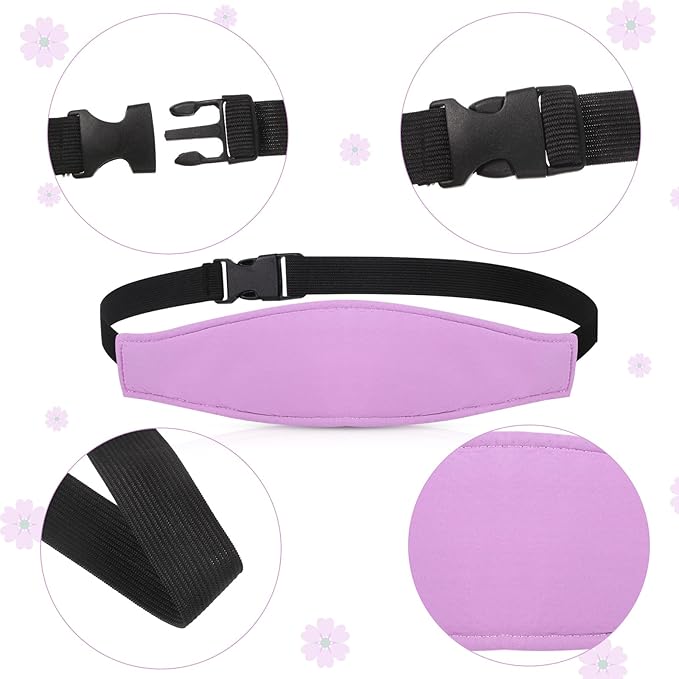 HESTYA 2 Pieces Baby Carseat Head Support Band Strap Headrest Stroller Seat Sleeping Headrest Neck Relief Head Strap Headband for Kids Children Toddler Infant(Sweet)