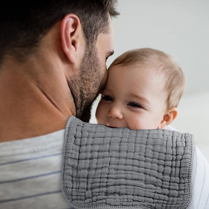 Looxii Muslin Burp Cloths 100% Cotton Muslin Cloths Large 20''x10'' Extra Soft and Absorbent 6 Pack Baby Burping Cloth for Boys and Girls (Grey)