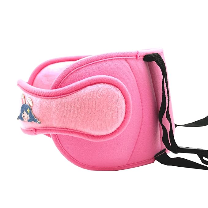 Child Car Seat Head Support Band - Baby Head Neck Relief Safety Headrest - Adjustable Toddler Carseat Head Holder Head Strap - Baby & Kids Travel Accessories with Cute Cartton Pattern, Pink