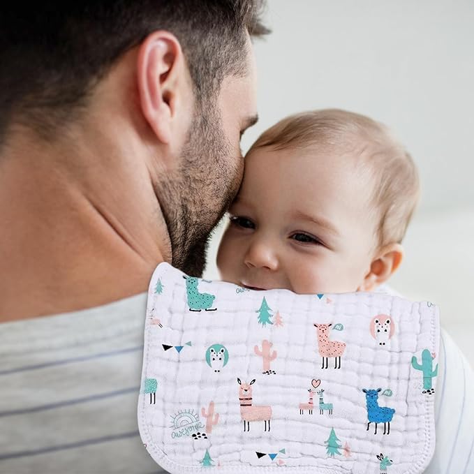 Looxii Muslin Burp Cloths 100% Cotton Muslin Cloths Large 20''x10'' Extra Soft and Absorbent 6 Pack Baby Burping Cloth for Boys and Girls (Alpaca)