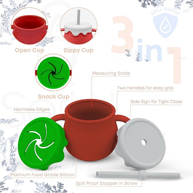 SofiAl All In One Silicone Feeding Set - Safe for 6-12 Months - Non-Toxic Baby Led Weaning Supplies - Toddler Self Feeding Utensils - BPA-Free - Mess Free Essentials