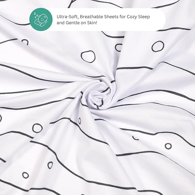 Bassinet Sheets for Airclub, AMKE, LovliTod Baby, Bonbay, Bellababy Bedside Bassinet Sleeper by TansyPanda, 3 Pack, 20x33 Inch, Ultra Soft, Breathable, Snug Fit, Unisex Boys, Girls, Gray (Ocean Fish)
