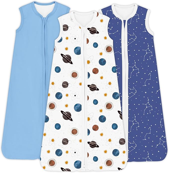 TOTCHILL Baby Sleep Sack 0.5 TOG, Lightweight Breathable Wearable Blanket with Zipper, 0-3-6-12-24M-4T, 3-Pack