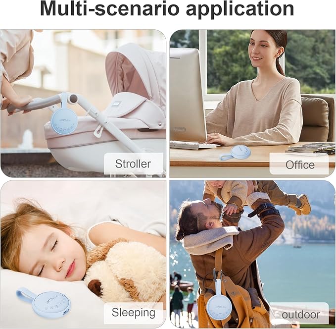 White Noise Sound Machine for Sleeping Adults & Baby, Portable Noise Machine with 24 Soothing Sounds, Bluetooth 5.1, Battery Powered, 3 Timer Settings, Memory Function for Home, Office, Travel (Blue)