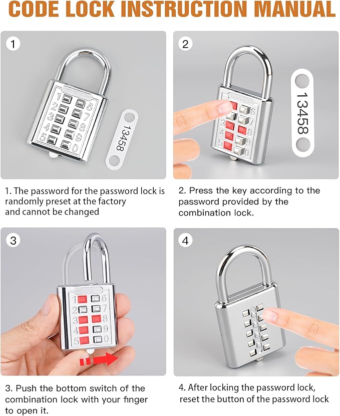 Round Door Handle Locking Device, Door Handle Lock Cover, (with Combination Padlock) Blocks Keyhole Entry and Disables Handle, Doubles as Outdoor Faucet Lock (Black)