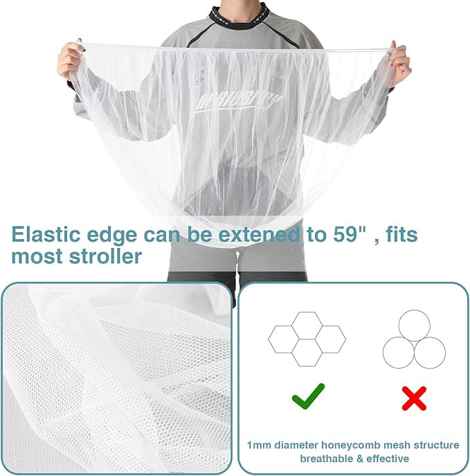 Baby Mosquito Net for Stroller 2 Pack, Perfect Bug Net for Strollers, Bassinets, Cradles, Playards, Pack N Plays and Portable Mini Crib, Baby Insect Netting Cover, White