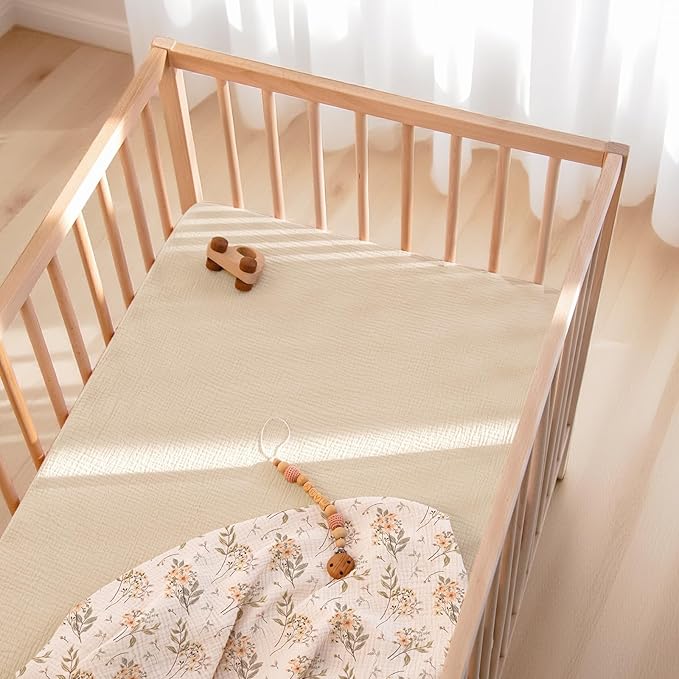 lulumoon Fitted Crib Sheets 2-Pack: Soft Muslin Cotton for Standard Crib - Boho Floral Print for Baby Girls Nursery Bedding & Gift