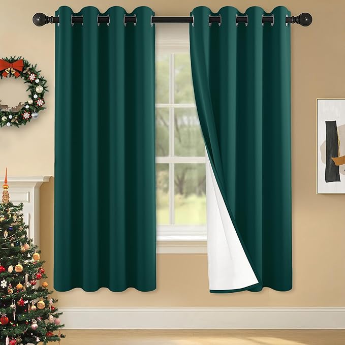 100% Blackout Curtains 63 Inch Length for Bedroom Living Room, Grommet Thermal Insulated Room Darkening Drapes, Light Blocking Window Treatment Decor, 2 Panels, 54x63, Sapphire