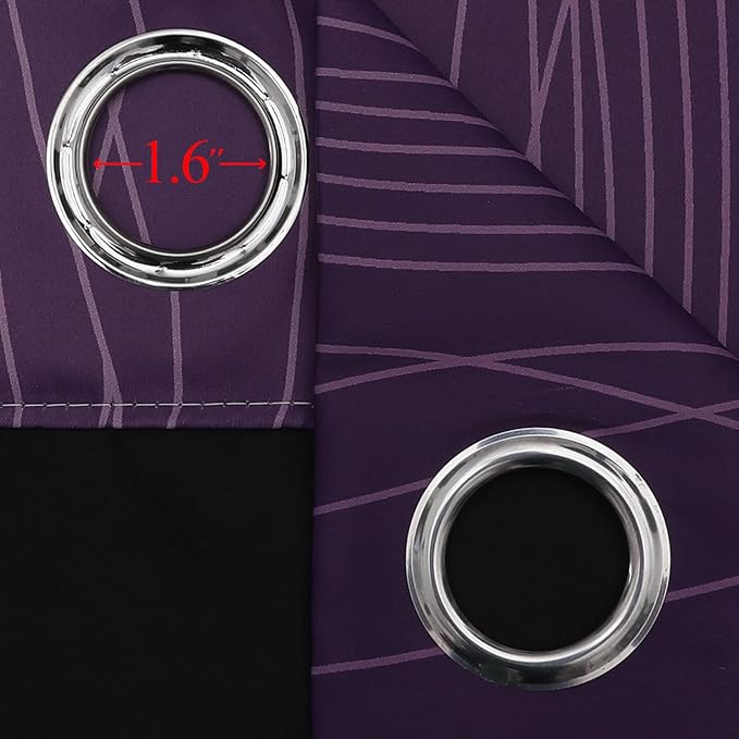 Estelar Textiler Purple and Greyish White Blackout Curtains 54 Inch Length, Light Blocking Gradient Grommet Drapes for Living Room, Thermal Insulated Ombre Curtains for Bathroom,52Wx54L,2 Panels
