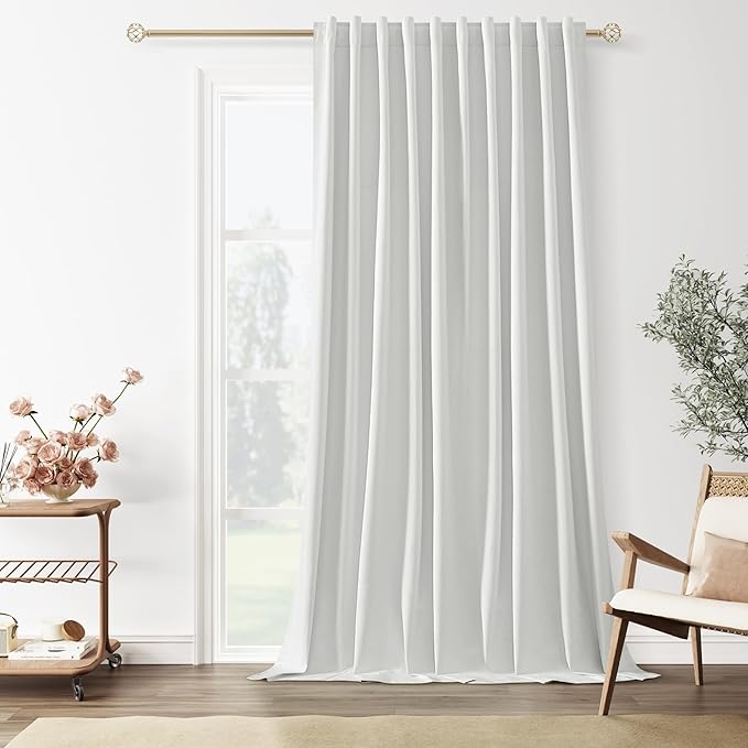 Guken White 100% Blackout Linen Curtains 70 Inch Wide by 90 Inch for Living Room Bedroom Back Tab Thermal Insulated Black Out 1 Drapes Room Darkening Window Curtains,1 Panel