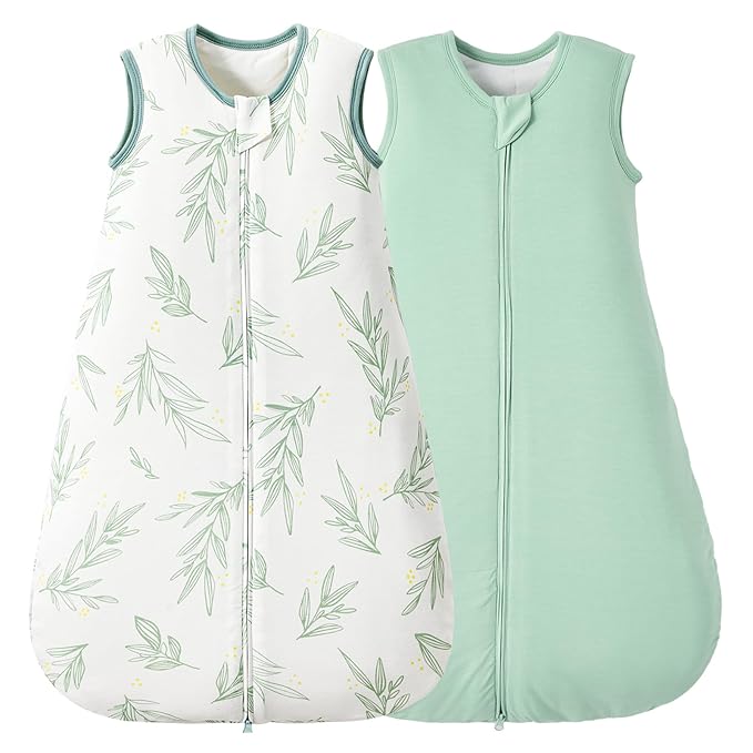 Duomiaomiao 2 Pack Baby Sleep Sack 95% Rayon Made from Bamboo, 5% Spandex, 2.5 TOG Baby Wearable Blanket 0-6 Months, Premium Soft Winter Toddler Sleep Sack, 2-Way Zipper Sleeping Bag for Unisex Babies