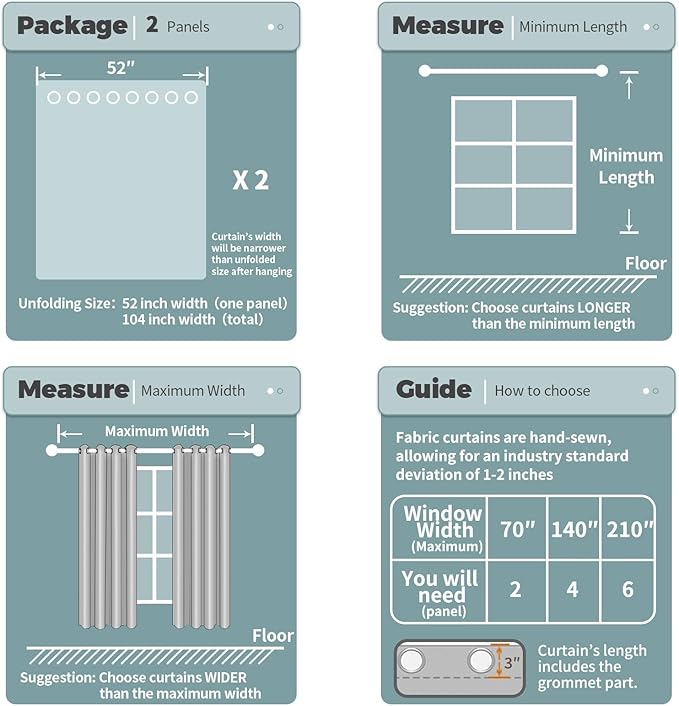 BGment Blackout Curtains for Bedroom 63 Inch Length 2 Panels Set, Thermal Insulated Bedroom Curtains Soundproof Room Darkening Window Curtain Drapes, Each Grommet Curtains 52 Inch Wide, Greyish White