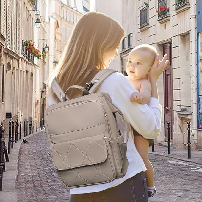 miss fong Diaper Bag Backpack - Baby Diaper Bag Travel Diaper Backpack with Diaper Changing Pad Large Capacity Baby Backpack Pañaleras Para Bebe with 12 Pockets for Mom & Dad -Khaki
