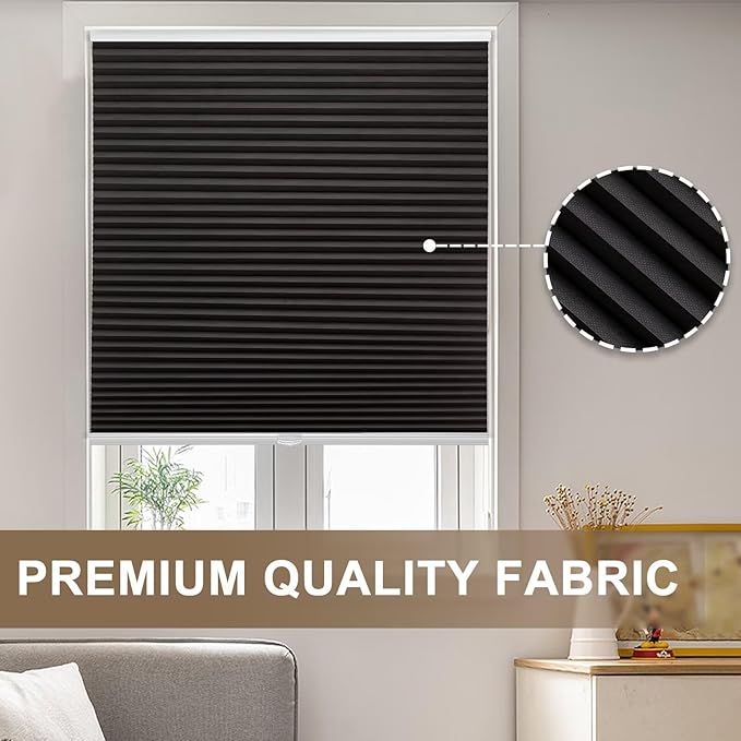 MYshade Cordless Blackout Cellular Shades, 1.5" Honeycomb Window Blinds for Bedroom & Nursery, Thermal Insulated, Noise Reducing, Privacy Shades, Inside or Outside Mount (44" W x 72" H, Black)