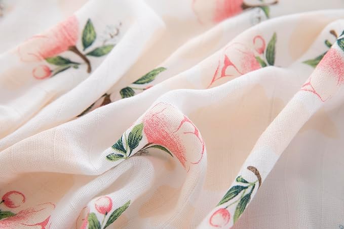 Muslin Swaddle Blankets for Baby Boys and Girls, 4-Pack Breathable and Skin-Friendly Receiving Blanket Wrap, Baby Essentials, Registry & Gift, 47 x 47 inches (Rosy Contrast)