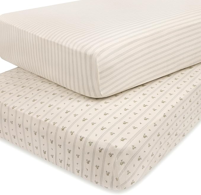 Ely's & Co. Crib Bedding Set for Boys, Toddler Bedding Set, 5 Piece Set Includes - 2 Fitted Crib Sheets/Toddler Bed Sheets, Quilted Comforter and Decorative Pillow, Blue Linear Berry Collection