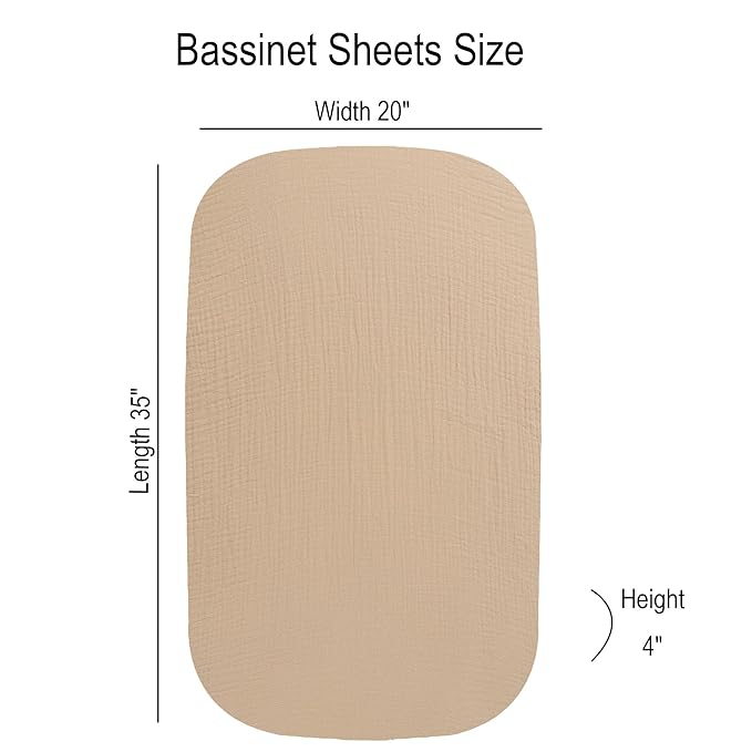 Onacosht Muslin Bassinet Sheets 3 Pack, 100% Cotton Baby Sheet 35" X 20" Compatiable with AMKE 3 in 1 Bassinets, MiClassic, Uiuwoo, Foalom, YADAQE, Milliard and TCBunny Bassinet, Checker and Sun Moon