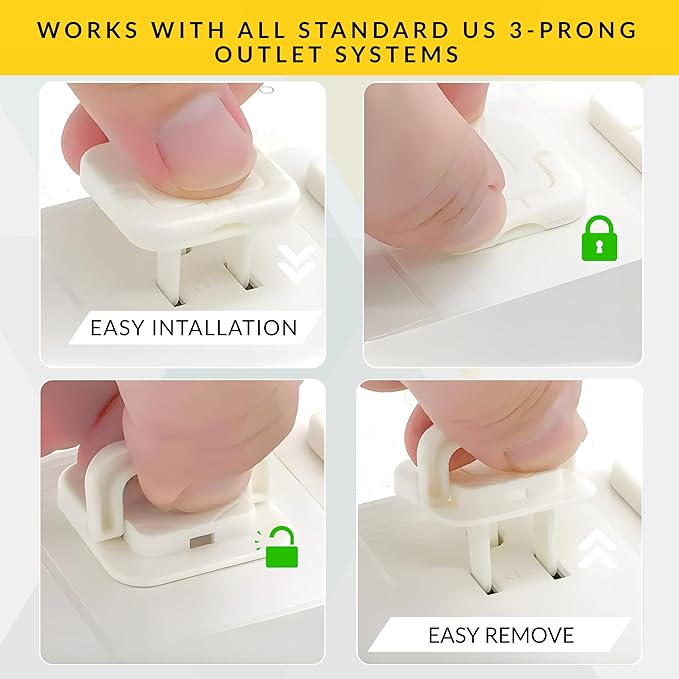 30 Pack Outlet Covers Baby Proofing with Pull Handle- Plug Covers Baby Proofing- White Baby Proof Outlet Covers 3 Prong Child Proof Outlet Cover- Shock Prevent Plug Protectors Baby Proof Plug Covers