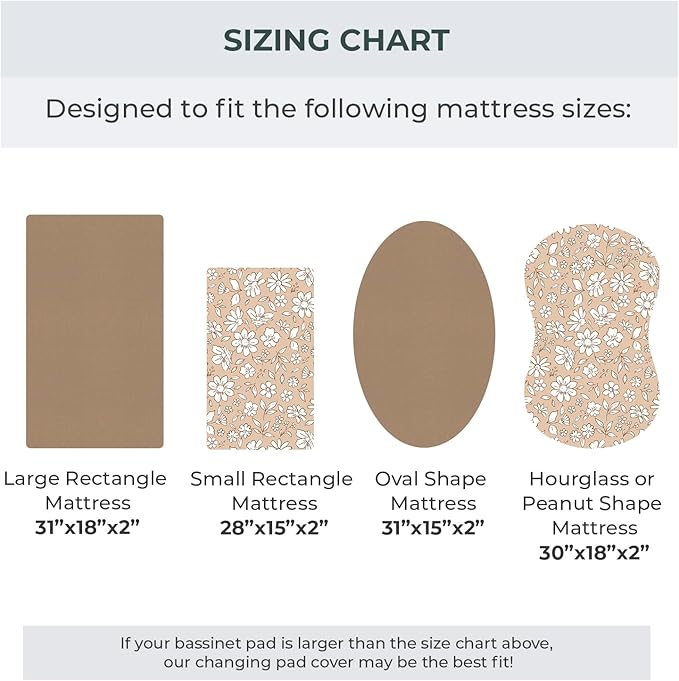 Pobibaby – 2 Pack Bassinet Sheets Girl, Bassinet Sheets Cotton for Girls and Floral Nursery for Standard Rectangle Bassinets – Ultra-Soft Jersey Knit, Safe and Snug for Baby (Meadow)
