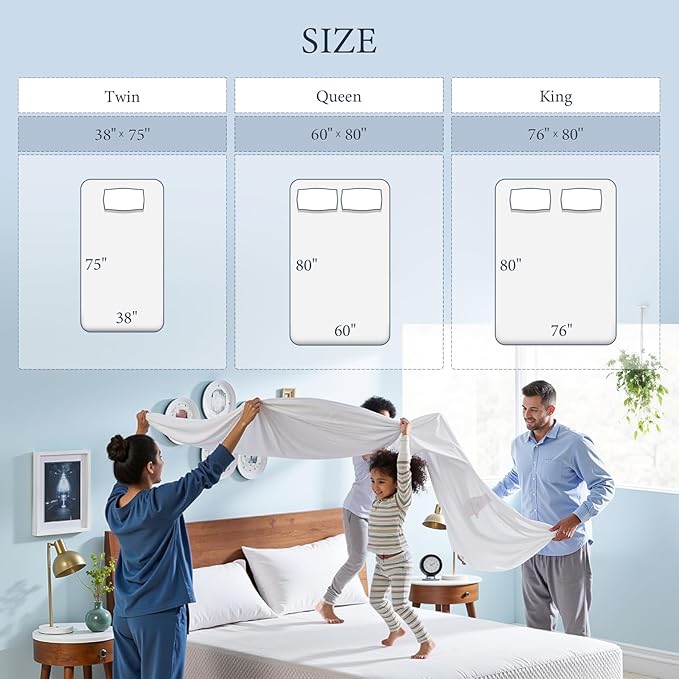 Waterproof Mattress Protector Twin Mattress Pad, Deep Stretchable Pocket Bed Cover, Machine Washable Soft Breathable Noiseless Mattress Protection for Household Guest Bedroom Home Hotel