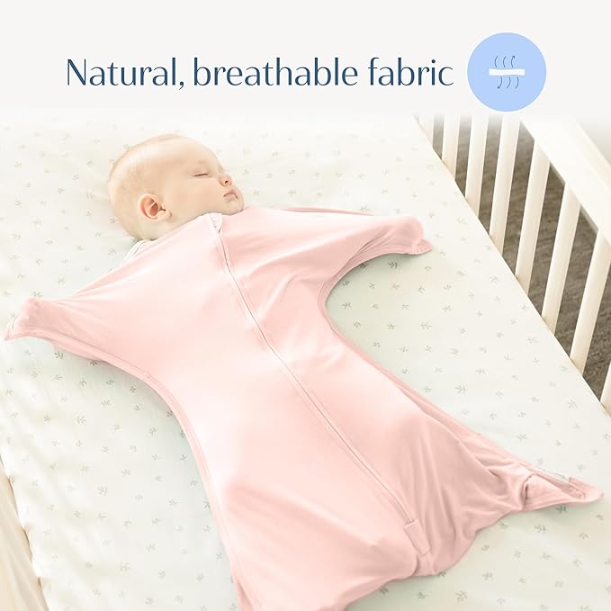 SleepingBaby Bamboo Zipadee-Zip Transition Swaddle – EverSoft Wearable Blanket with Two-Way Zipper for Easy Diaper Changes, Large 12-24 months, Dusty Rose