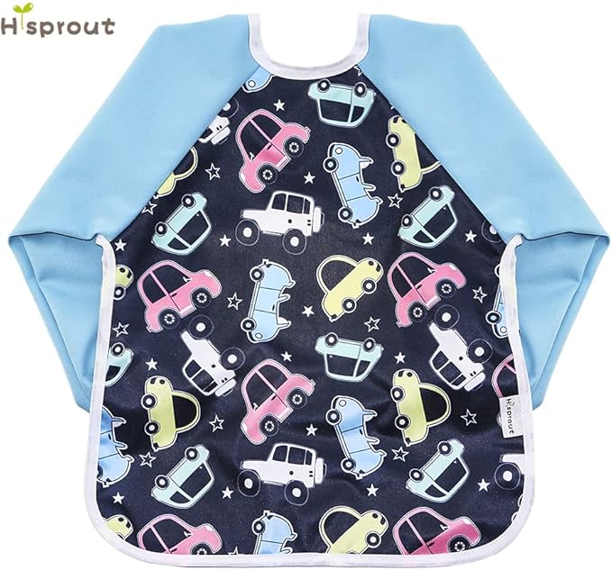 Hi Sprout Infant Toddler Baby Waterproof Sleeved Bib, Bib with Sleeves&Pocket, 6-24 Months
