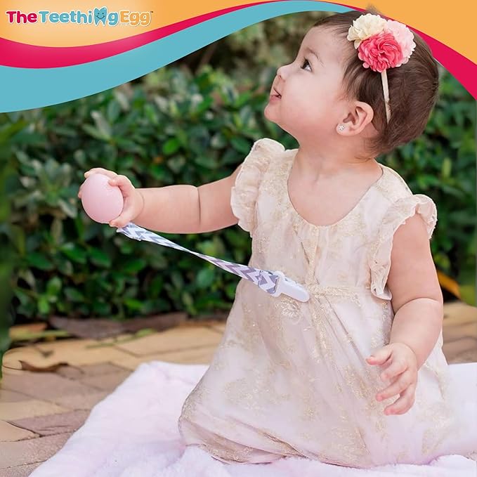 The Teething Egg Baby Teether – Freezable Teething Toy for Babies 3–6 Months up to 18 Months – Made in USA, Food-Grade TPE, Pink