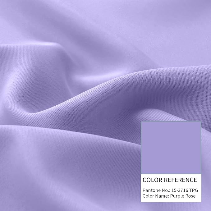 BGment Thermal Insulated 100% Blackout Curtains for Bedroom with Black Liner, Double Layer Full Room Darkening Noise Reducing Grommet Curtain (52 x 54 Inch, Lavender, 2 Panels)
