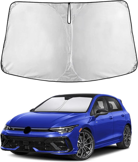 EcoNour Windshield Sun Shade for Volkswagen Golf MK8 2022–2026 | Front Window Sunshade | Foldable Car Sun Protector | Blocks UV Rays & Keeps Interior Cooler
