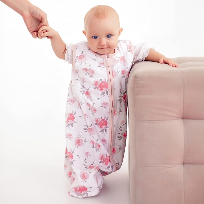 Baby Sleep Sack 1.0 TOG, Organic Cotton Baby Wearable Blanket with Two-Way Zipper, Swaddle Transition Baby Sleeping Bag, All-Season Sleep Sack for Newborn Infant Toddler Boy Girl, 2-Pack, 6-12 Month