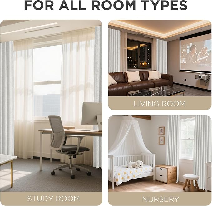 Joydeco Blackout Curtains for Bedroom - 100% Light Blocking 2 Panels Set White Drapes 42" W x 90" L, Thermal Insulated Room Darkening Curtains, Linen Textured for Living Room, Rod Pocket & Back Tabs