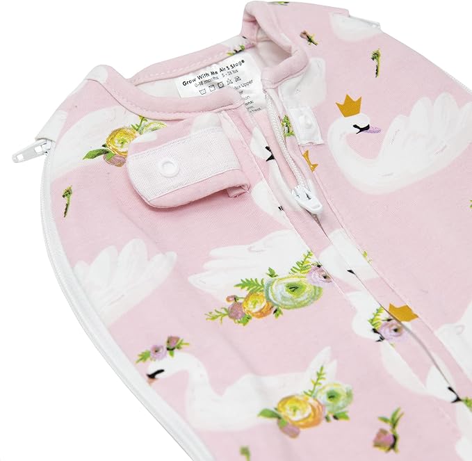 Woombie Grow with Me Air Baby Swaddling Blanket, Convertible Swaddle Fits Babies 0-9 Months, Expands to Wearable Blanket for Babies up to 18 Months, Princess Swan