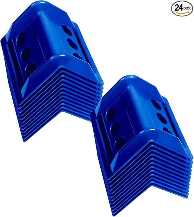 24-Pack 4" Flatbed Edge Protectors, Corner Protectors – Heavy-Duty Plastic Corner Guards for Flatbed Trailer Loads, Compatible with 4-Inch Ratchet & Winch Straps – Tie-Down Safety Accessories (BLUE)