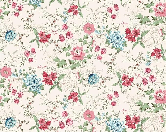 Renaiss Boho Flower Blackout Curtains Wild Blue Pink Floral Thermal Insulated Window Drapes for Bedroom 53W x 63L inches 2 Panel Set Beige Window Curtain Panels for Kitchen