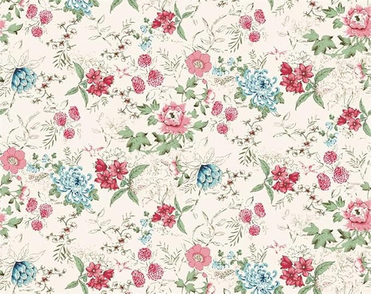 Renaiss Boho Flower Blackout Curtains Wild Blue Pink Floral Thermal Insulated Window Drapes for Bedroom 53W x 63L inches 2 Panel Set Beige Window Curtain Panels for Kitchen