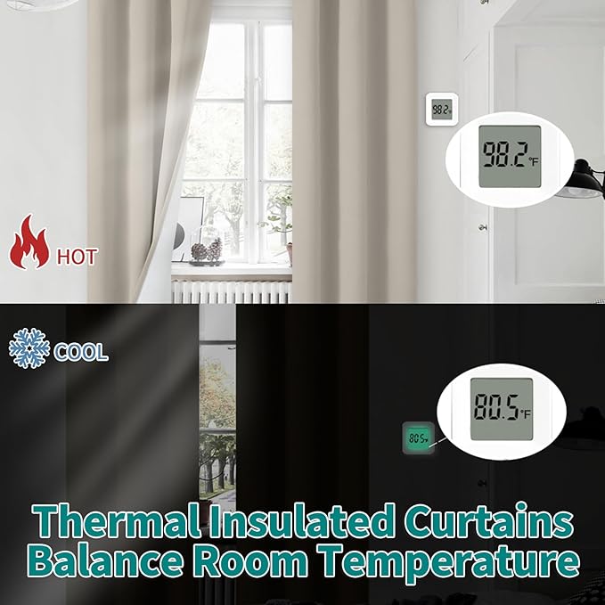 BGment Blackout Curtains for Living Room 84 Inch Length 2 Panels Set, Full Room Darkening Thermal Insulated Noise Cancelling Window Curtain for Bedroom, Each Grommet Curtains 42 Inch Wide, Cashmere