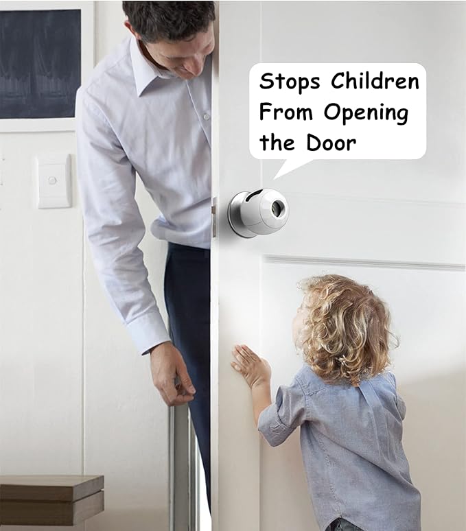 Baby Safety Door Knob Covers 4 Pack Baby Safety Door Handle Protector Child Proof Door Knobs Door Safety for Kids Universal Fit Easy Grip Lockable Design One Hand Operation for Parents No Tools Needed