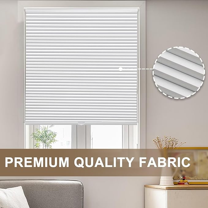 MYshade Cordless Blackout Cellular Shades, 1.5" Honeycomb Window Blinds for Bedroom & Nursery, Thermal Insulated, Noise Reducing, Privacy Shades, Inside or Outside Mount (20" W x 48" H, White)
