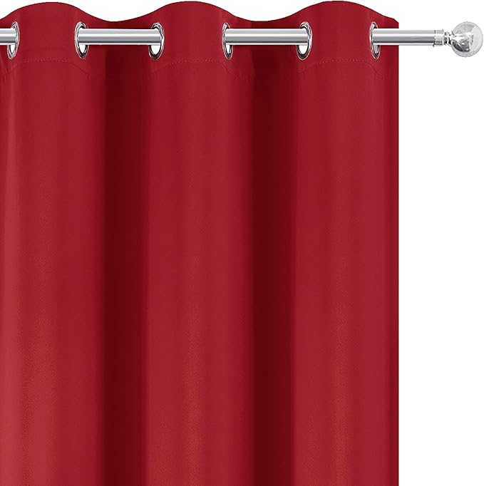 LEMOMO Bright Red Thermal 100% Blackout Curtains/52 x 95 Inch/Set of 2 Panels Room Darkening Curtains for Bedroom and Living Room