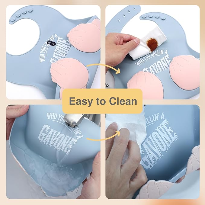 Teasin' Teethers Funny Italian Silicone Baby Bib with Pocket Food Catcher for Toddlers and Infants Funny Baby Bib Gift