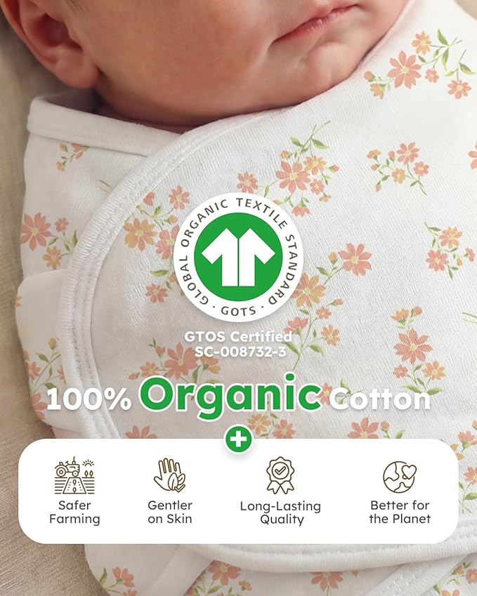 Yoofoss Baby Swaddles for Newborns 100% Organic Cotton, Adjustable Swaddle 0-3 Months 2 Zippers Newborn Swaddle Sack, Breathable Soft Durable