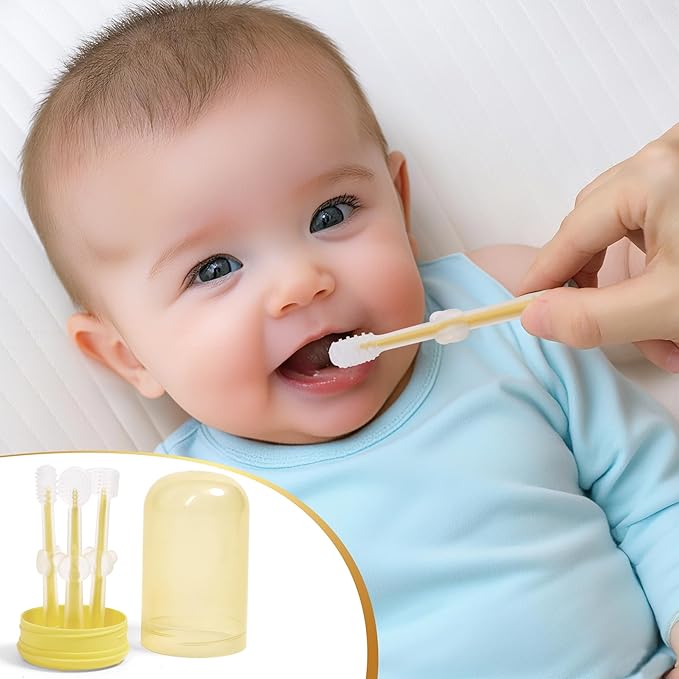 Baby Utensils Set–Infant Feeding Essentials&Baby Plate Set–Deluxe Silicone Feeding Mat,Long Sleeve Bibs,Training Cup,Spoon&Fork,Stainless Steel Set,Teethers,Toothbrush Kit – in Gift Box for Newborns