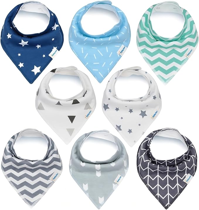 KiddyStar Organic Cotton Baby Bibs for Boys & Girls – Soft, Absorbent Teething & Drool Bibs - Adjustable Snaps for Toddlers