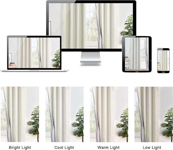 XWZO 100% Blackout Window Curtains - Thermal Insulated & Completely Room Darkening Black Liner Window Treatment with Tiebacks for Bedroom/Living Room, Ivory Beige, W52 x L108, Set of 2 Panels