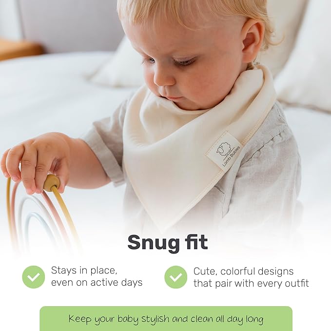 Lamb Babies Bandana Cotton Baby Bibs, Ultra Soft Stylish and Lightweight Absorbent Design for Milk Dribbles Burps and Spills