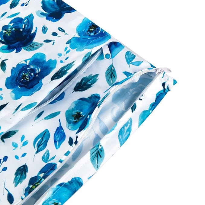 ALVABABY 2pcs Cloth Diaper Wet Dry Bags Waterproof Reusable with Two Zippered Pockets Travel Beach Pool Daycare Soiled Baby Items Yoga Gym Bag for Swimsuits or Wet Clothes L41104