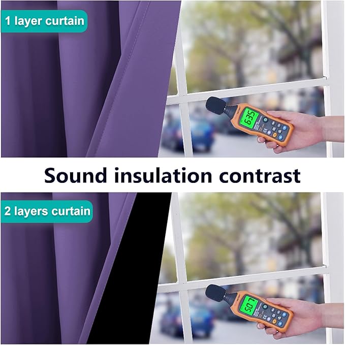 NICETOWN Blackout Curtains 80 inches Long, Full Light Blocking Drapes with Black Liner for Nursery, Thermal Insulated Draperies for Hall, Villa (Lilac Purple, 2 Pieces, 42" Wide Each Panel)