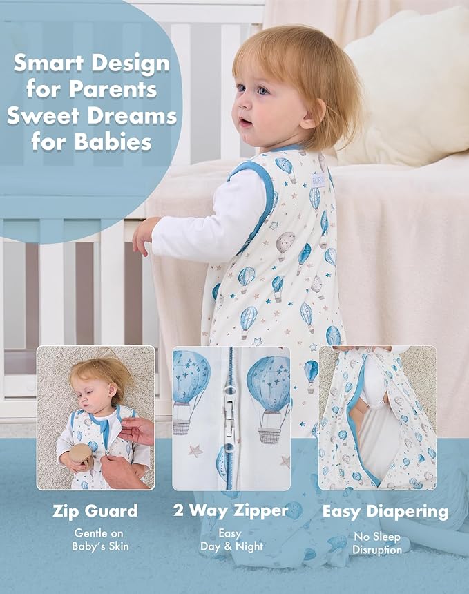 FJORHAL Rayon Made from Bamboo Sleep Sack – TOG 1.0 Soft Wearable Blanket for Infants & Toddlers