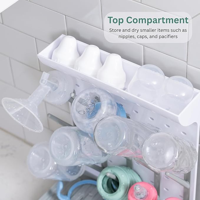 Velakade Baby Bottle Drying Rack – Large Vertical Bottle Dryer for 15 Bottles, Space-Saving Countertop Rack for Baby Bottles & Accessories, Compact Holder for Newborn Essentials